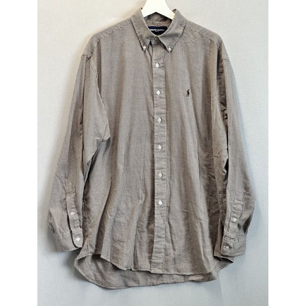 Vintage 90s Ralph Lauren Golf Men's Large Button Down Brown Plaid Tilden Shirt