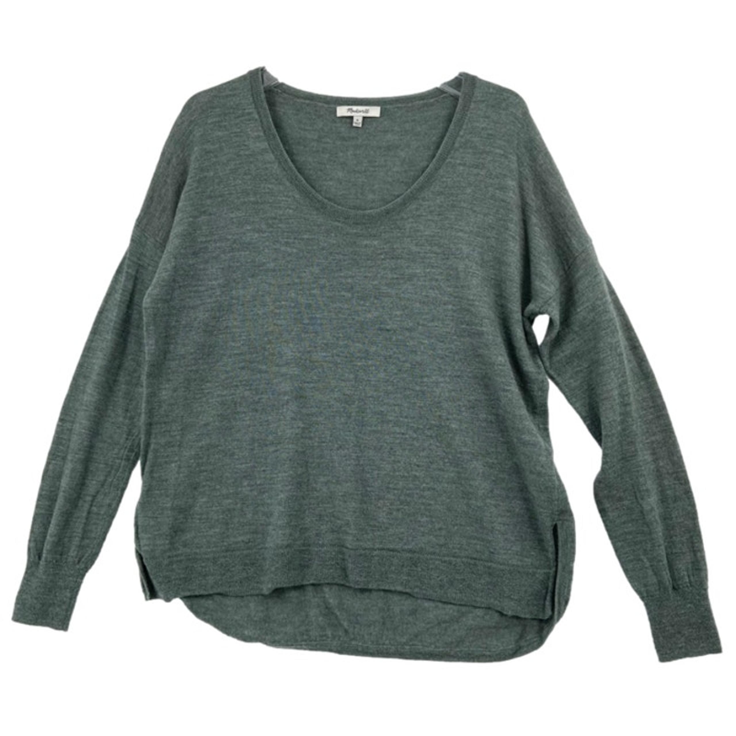 Madewell Merino Wool Sweater Women's Size M Grayish Green High Low Hem