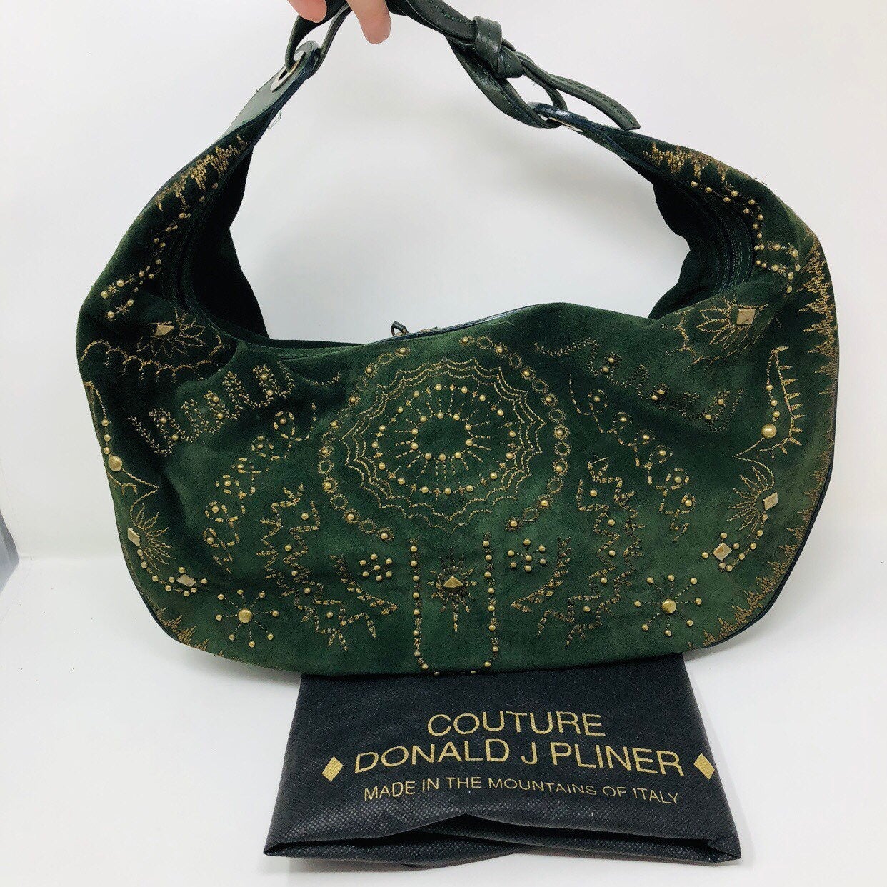 DONALD J. PLINER suede green hobo, made in Italy, NWOT