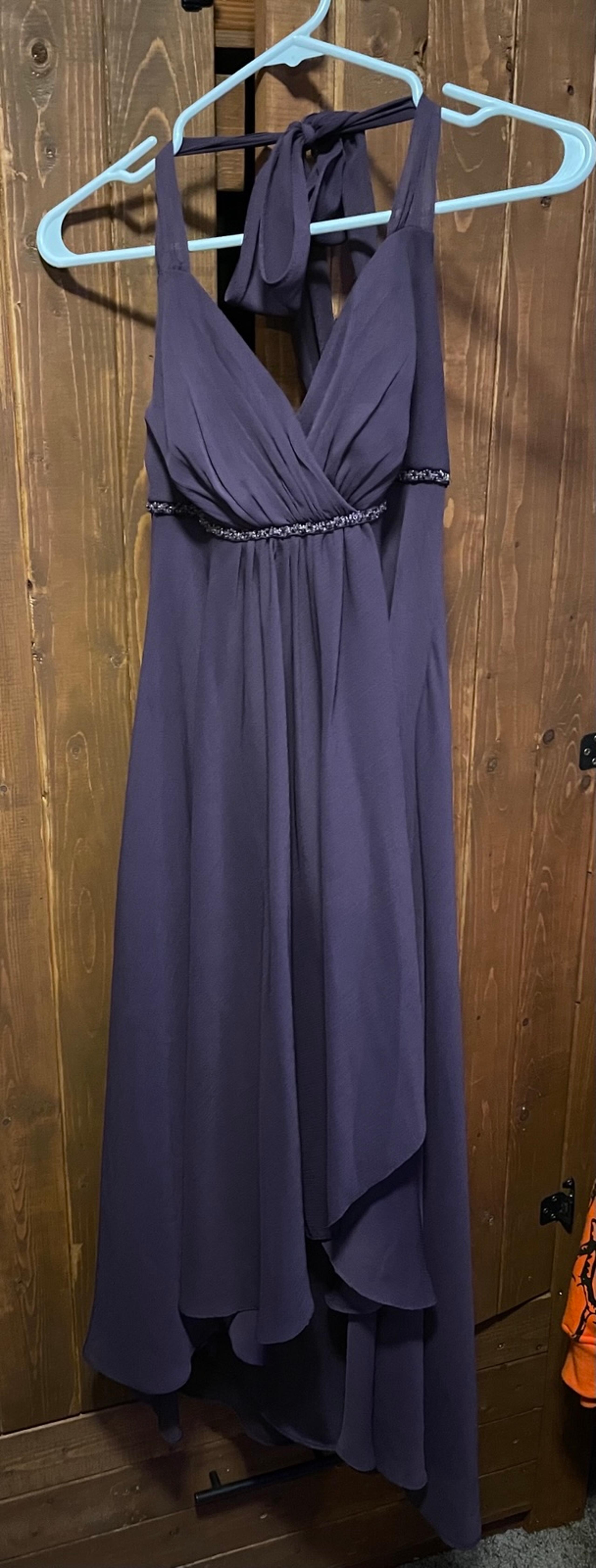 David’s Bridal High Low Plum Halter Bridesmaid Dress Size 4, Worn Once