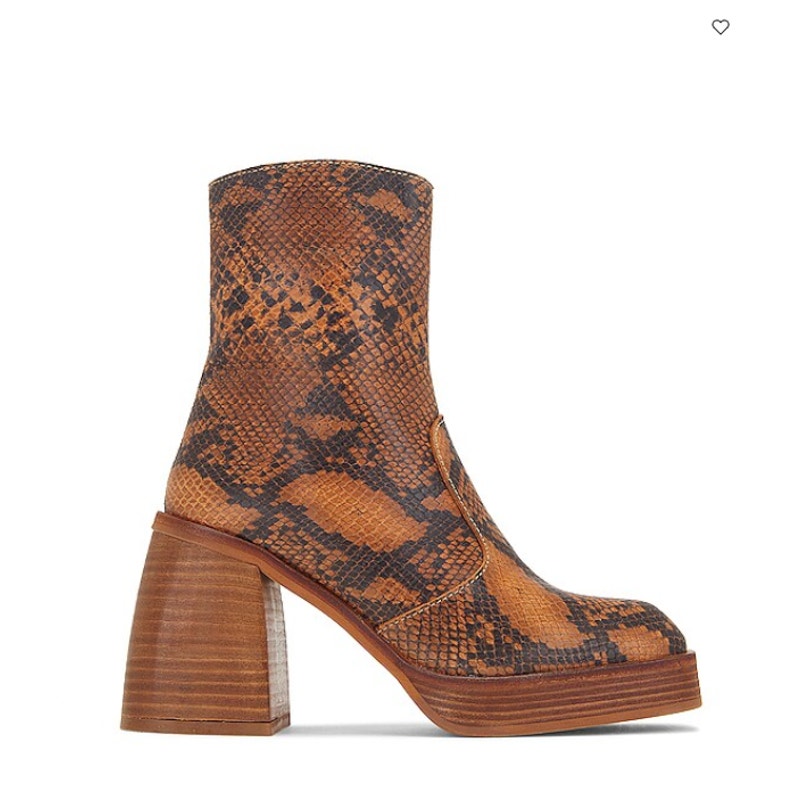 Free People Womens Ruby Shine Platform Snake Print Ankle Boots Size 40 US 10