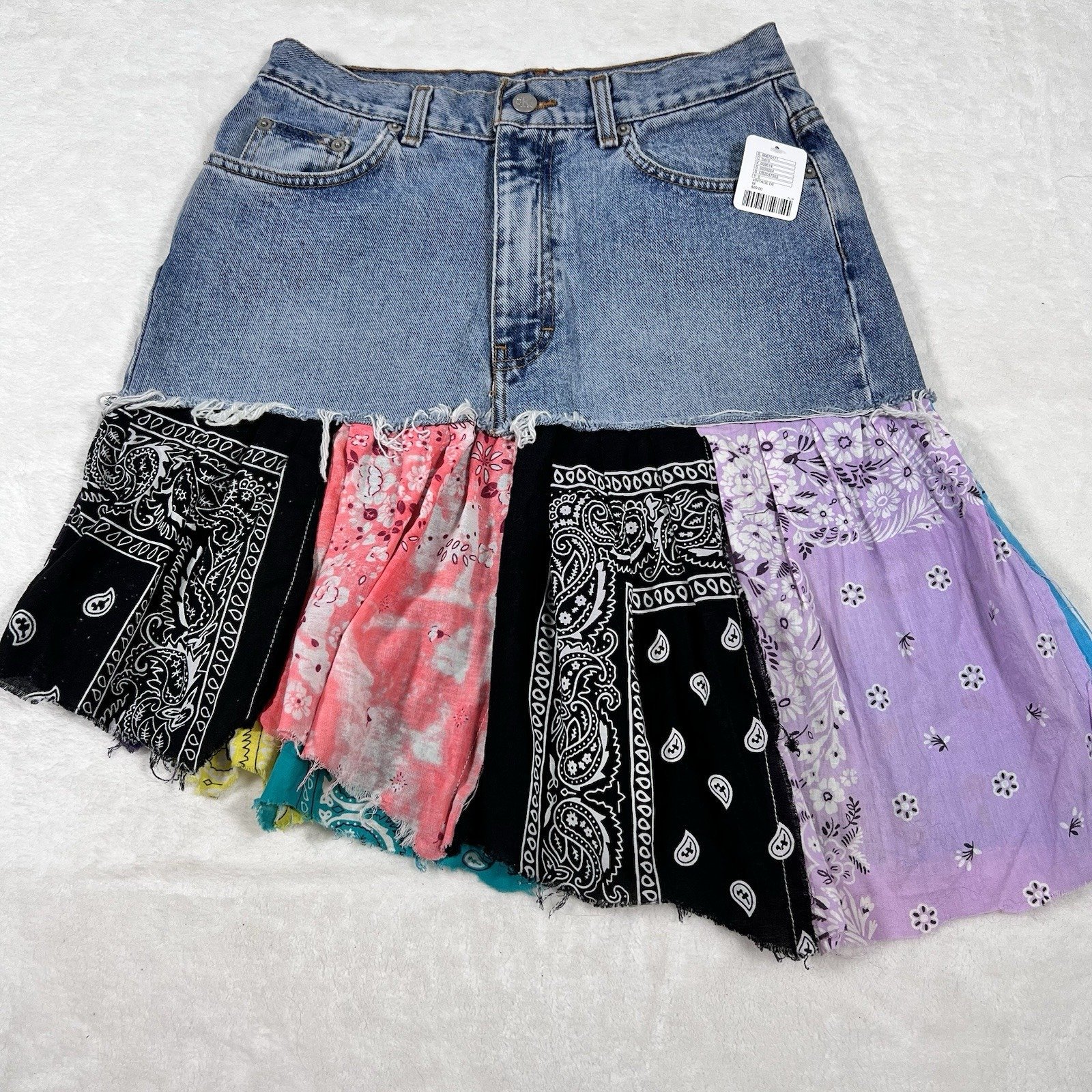 Urban Renewal Calvin Klein Re Creative Bandana Patchwork Skirt Denim 30 NWT Y2K
