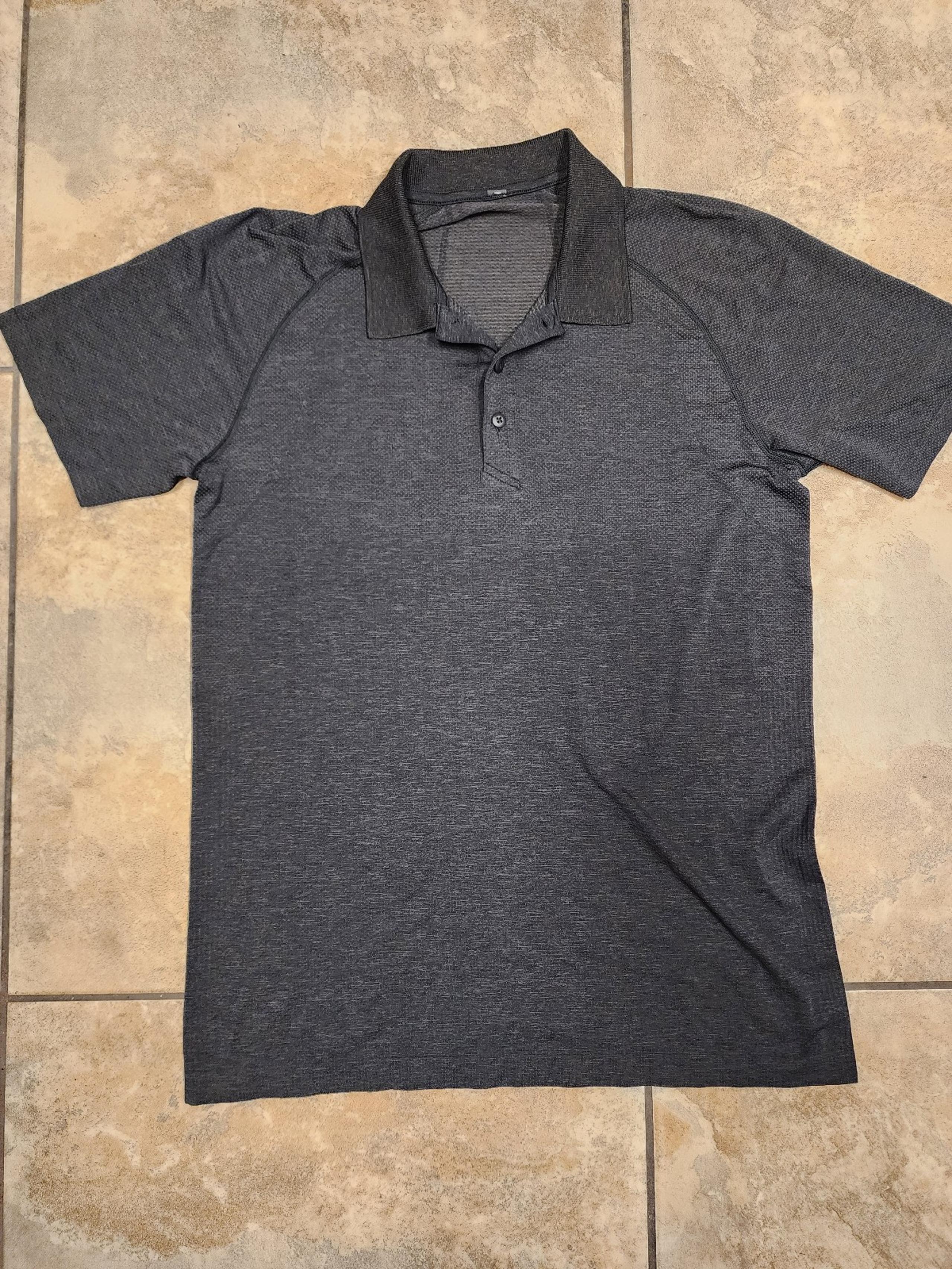 Men's large  black polo collared Lululemon athletic shirt