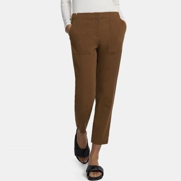 Theory Treeca Twill Crop Cedar Brown Pants Women’s US 10