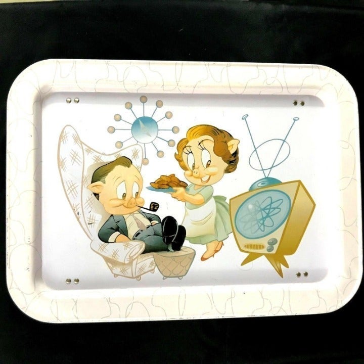 Metal Lap Tray Porky Pig & Petunia