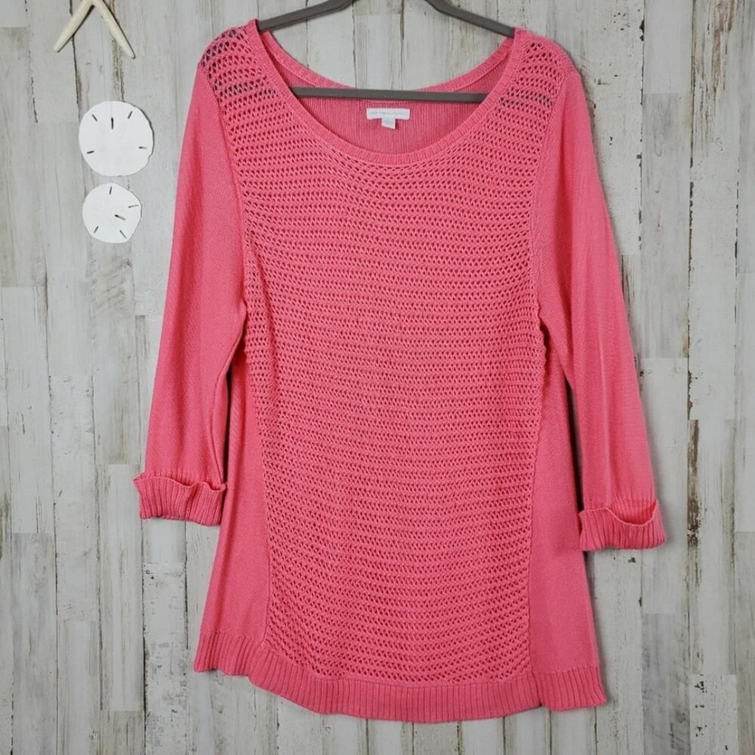 New York and Company Scoop Neck Sweater Coral Pink Size XL