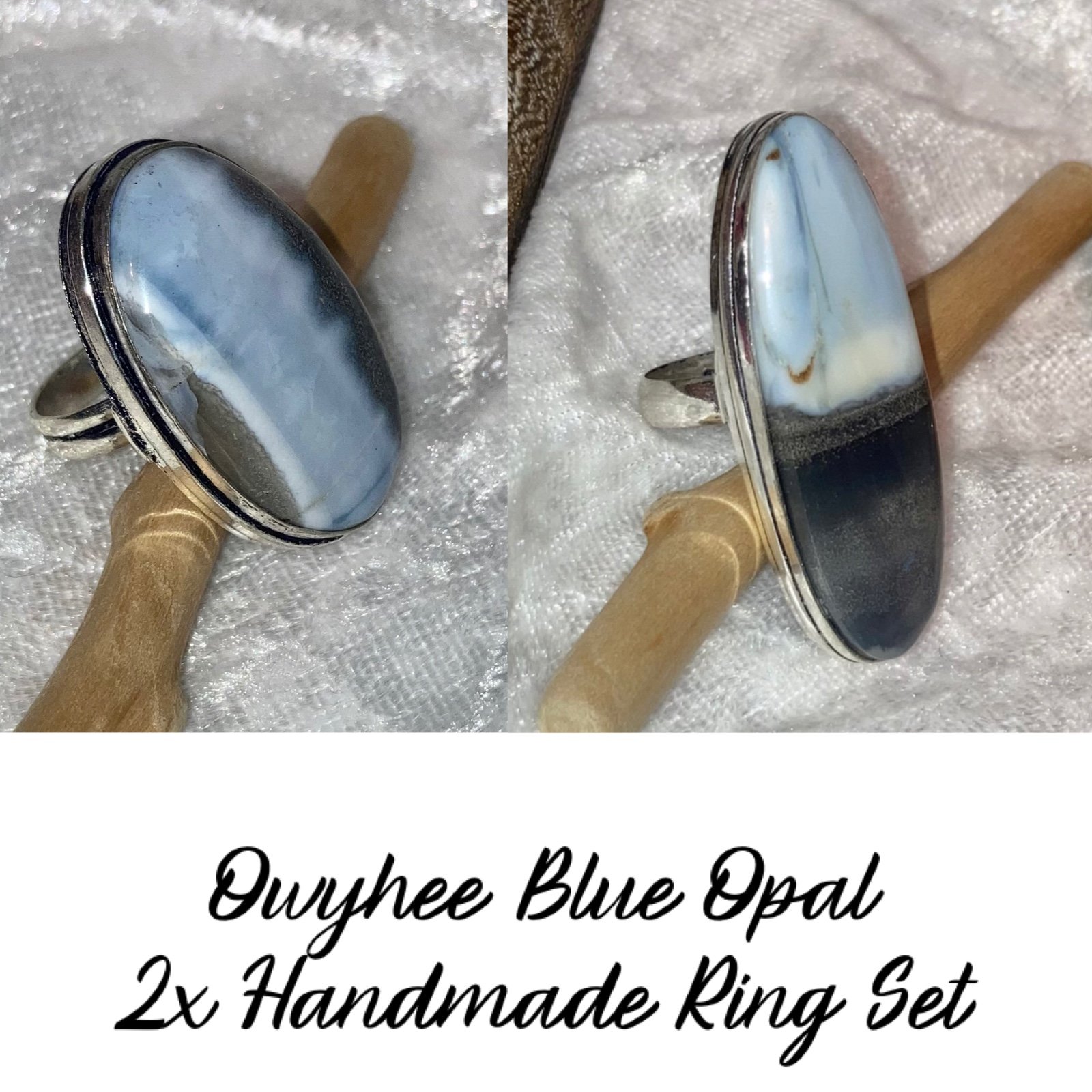 HOT! Owyhee Blue Opal Gemstone Handmade Ring Set