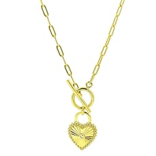 Locked Heart Gold Necklace Gold tone