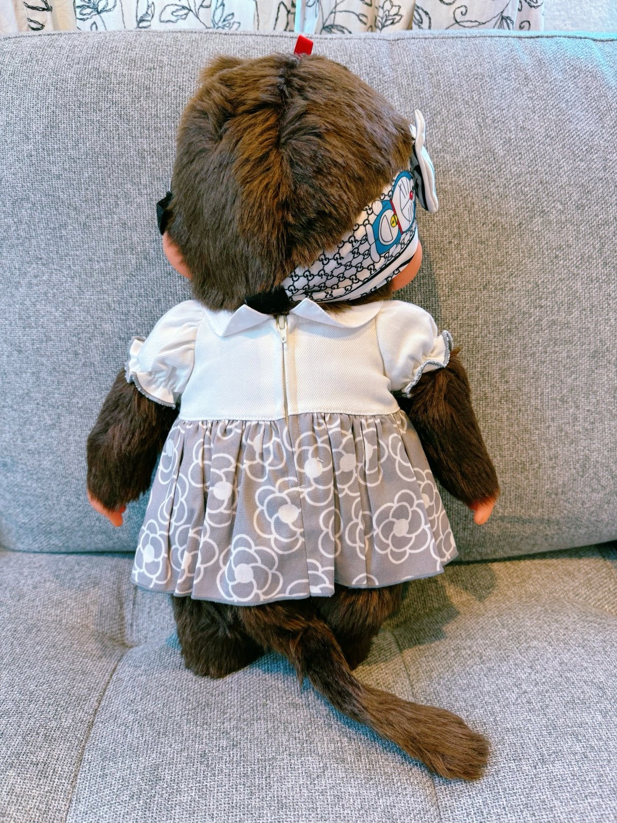 Large Monchhichi doll girl in dress