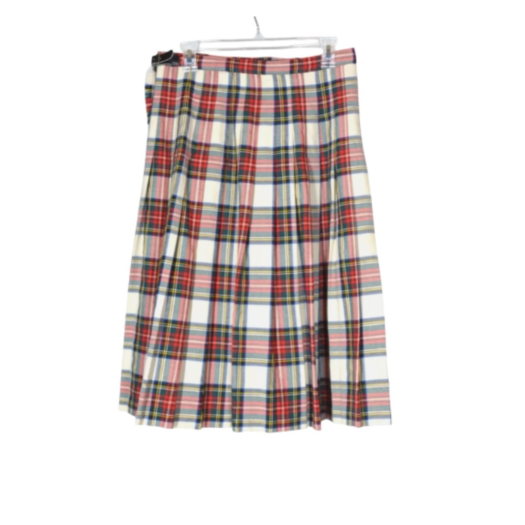 VTG 80's Howarths Canada Virgin Wool Tartan Plaid Kilt Skirt S/M Buckle Accent