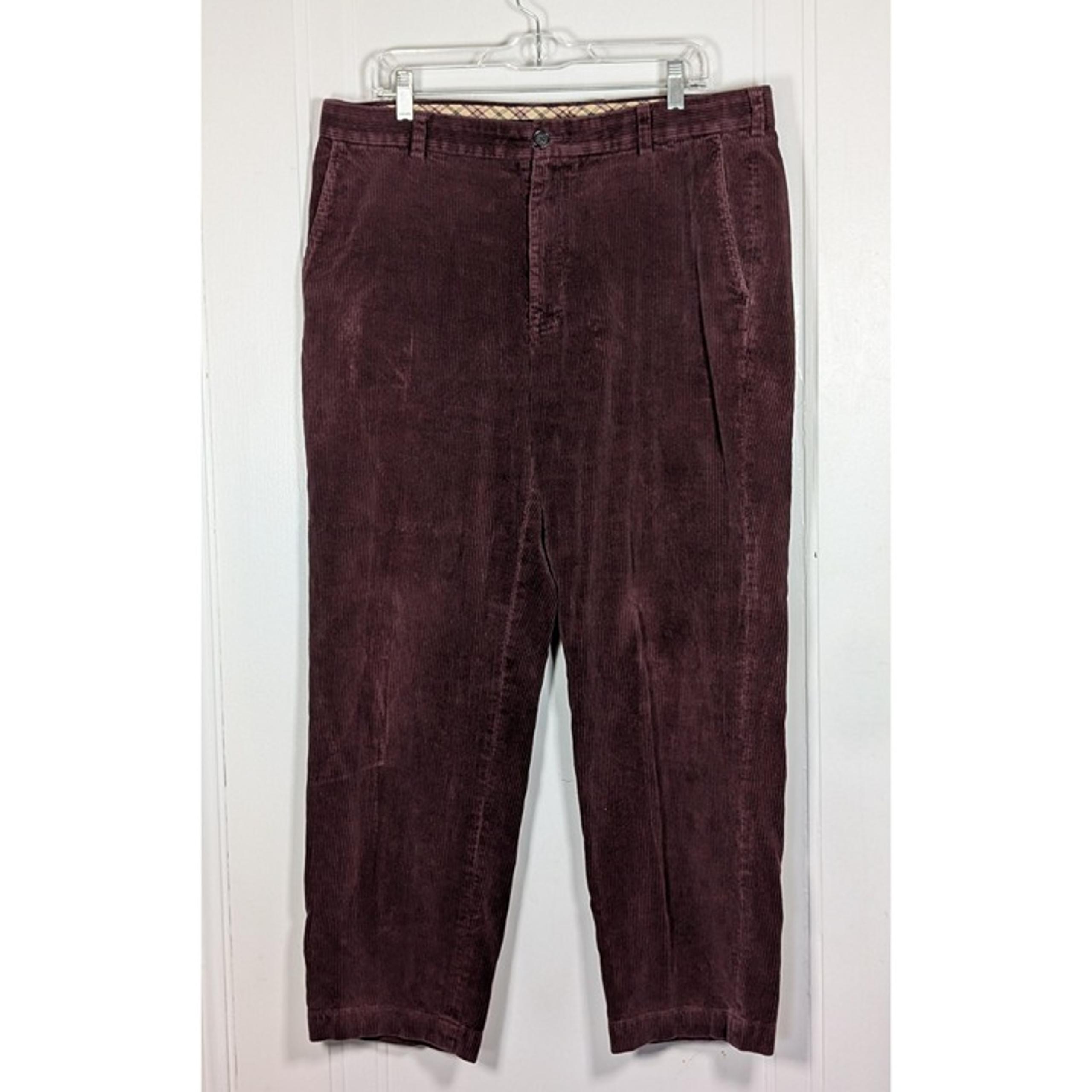 Brooks Brothers Clark Fit Burgundy Corduroy Pants Mens 38x30 Cotton Maroon