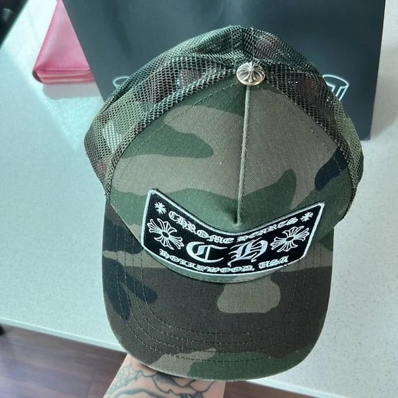 Chrome Hearts Camo CH Hollywood Trucker Hat