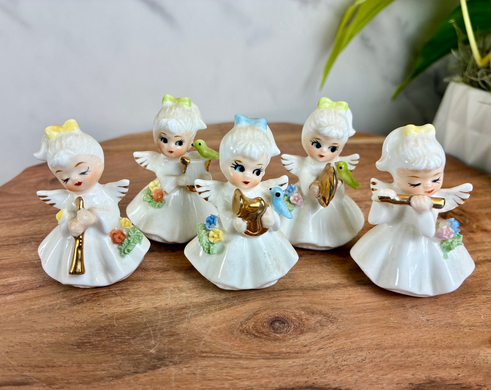 Vintage Napco Mini Angels Bone China Figurines - set of 5