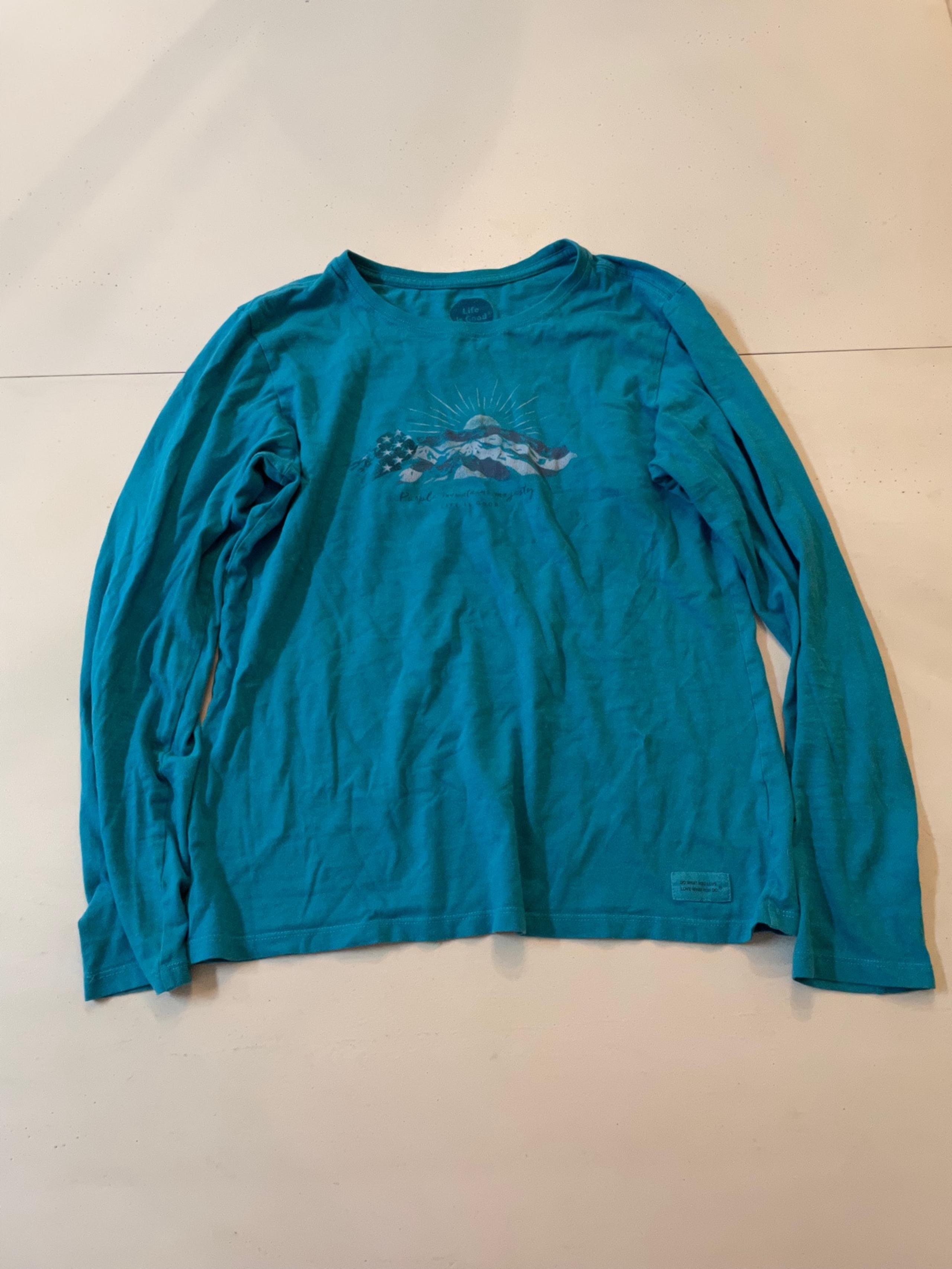Womens S turquoise long sleeve T-shirt