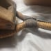 Hemp and wood pulley. Tateno seisakusho. With serial number steel dye