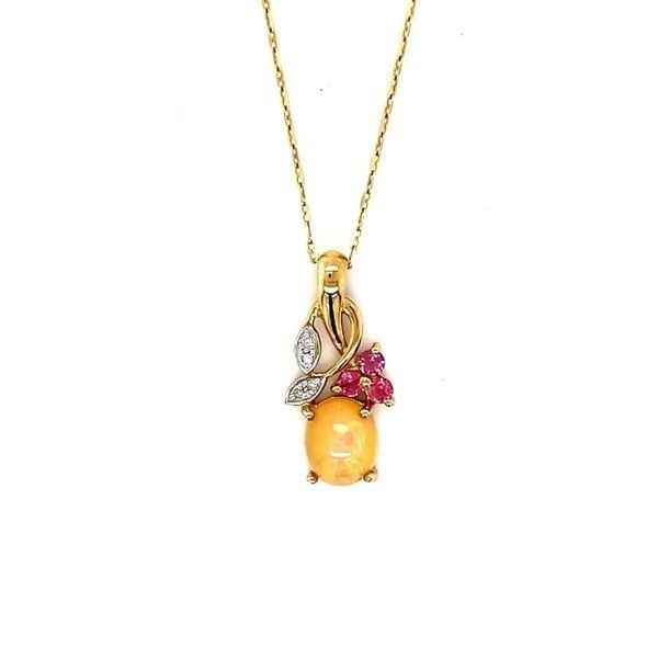 10K Gold Opal/Tourmaline/Diamond Necklace