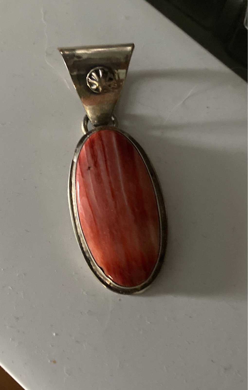 Sterling Signed Spiny Oyster Pendant