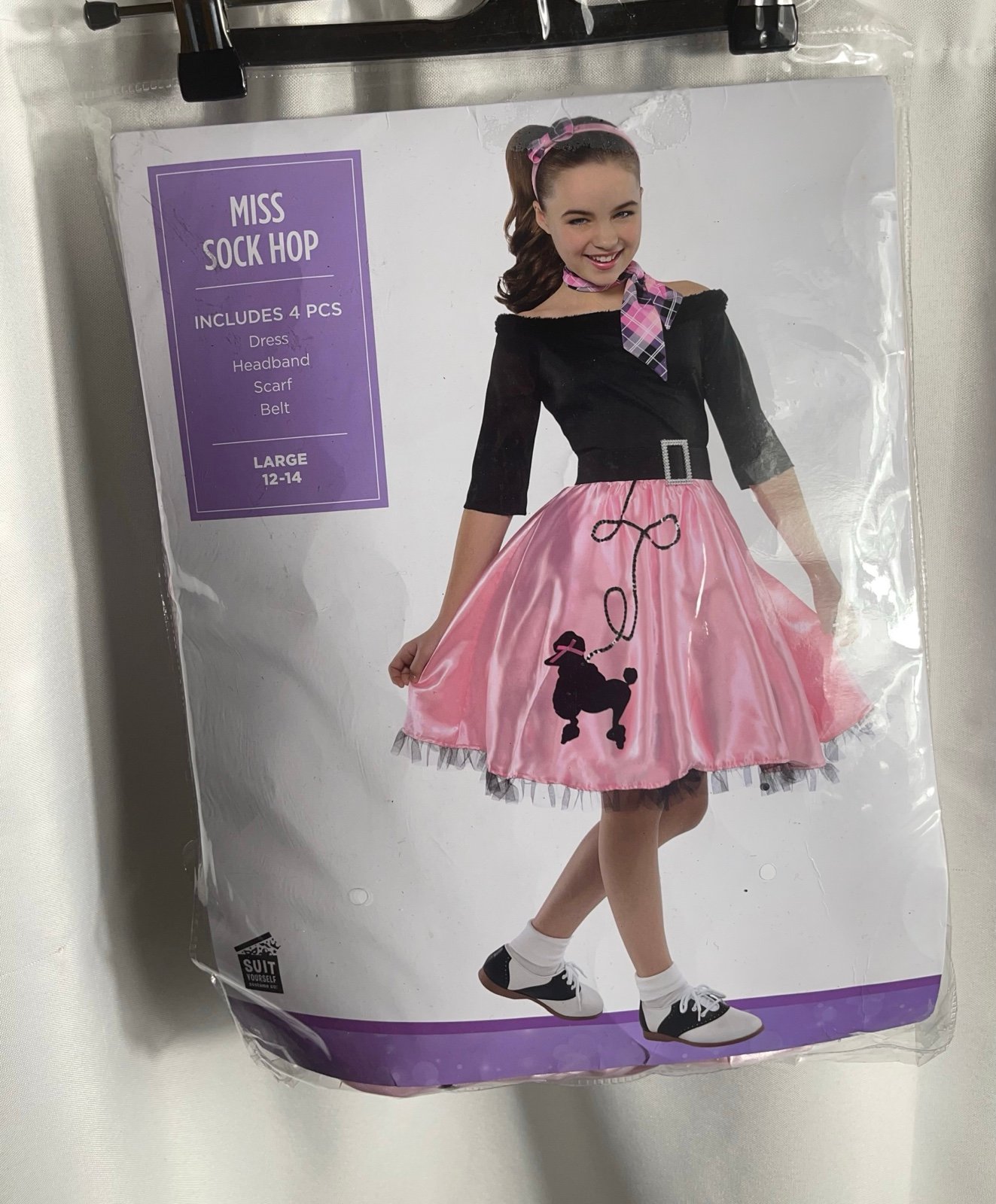 Miss Sock Hop Kids Size L 12/14 Halloween Costume - Pink and Black NWT 4PCS