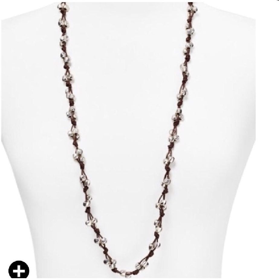 Silver Thorned Heart Long Necklace