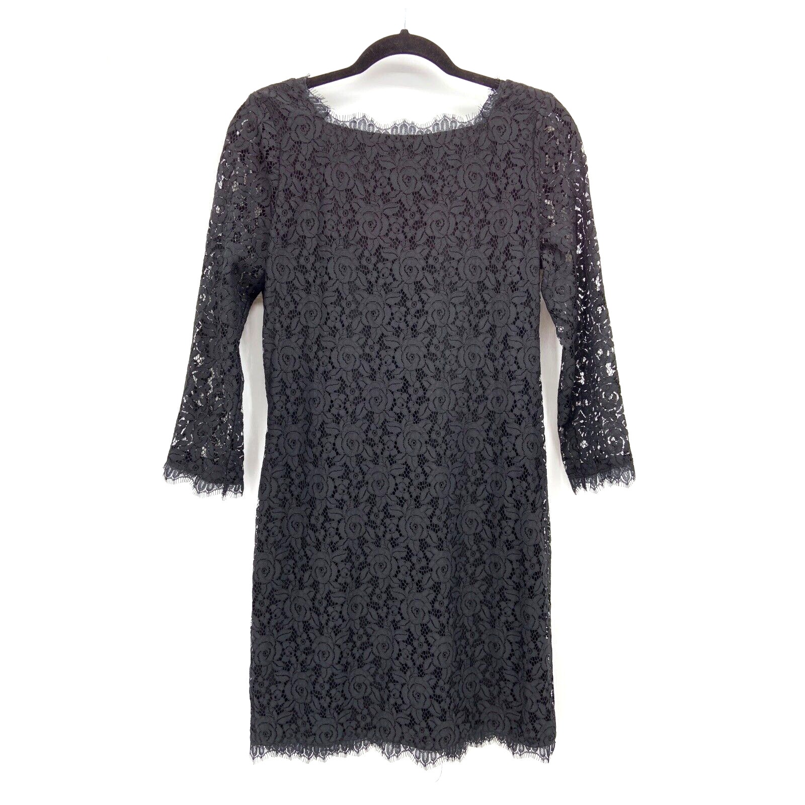 DVF Diane Von Furstenberg Womens 8 Colleen Sheath Dress Black Lace Back Zip NWT