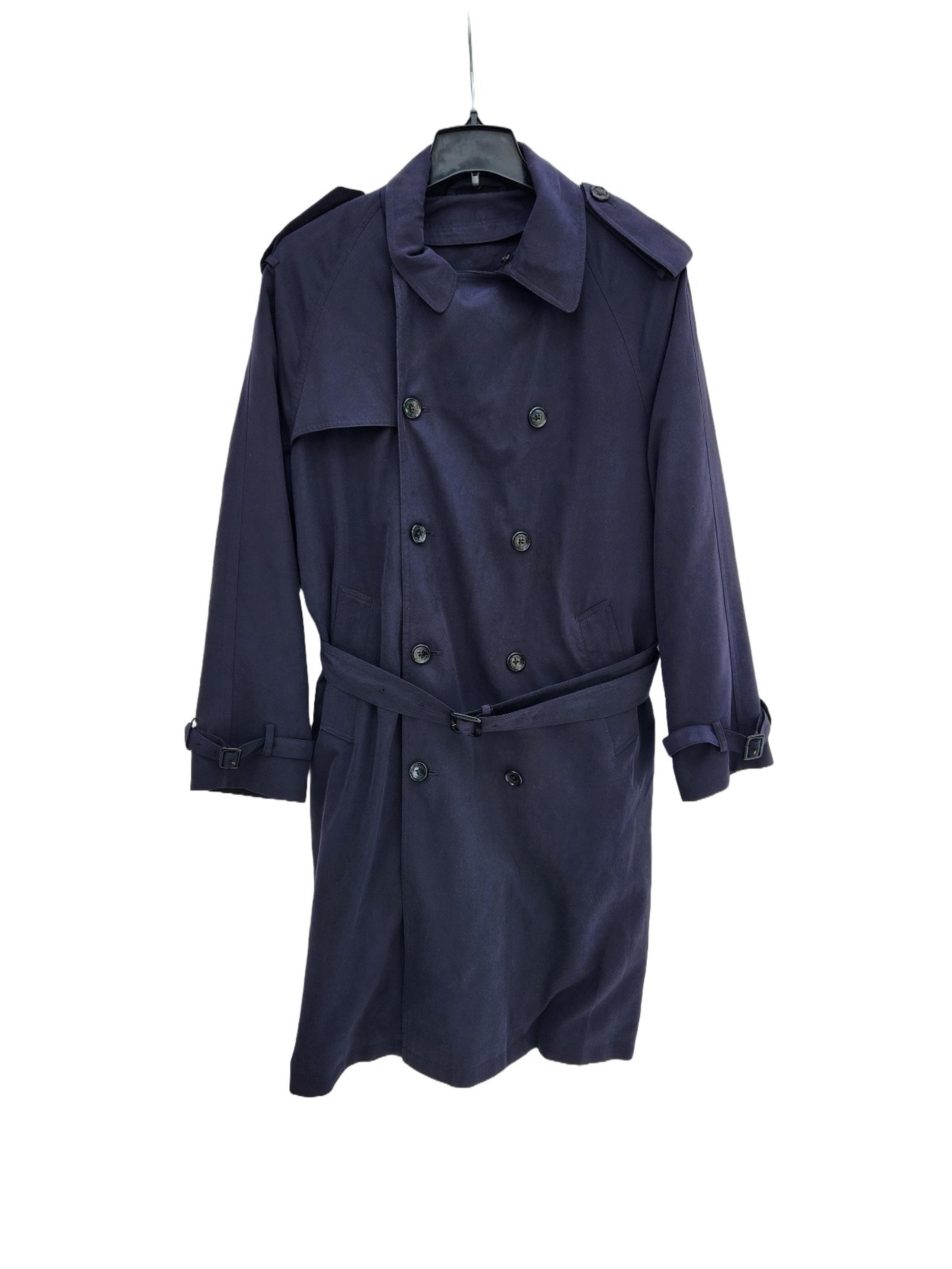 London Fog Double Breasted Belted Trench Coat Navy Blue Men's Medium