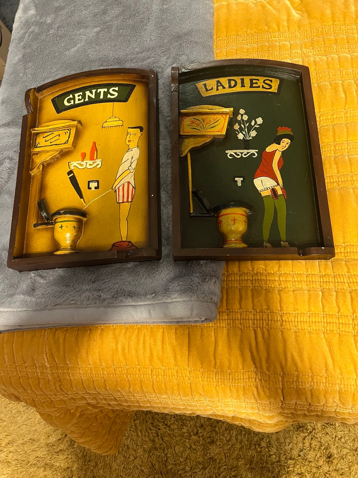 2 Vintage 1930’s Bathroom Plaques