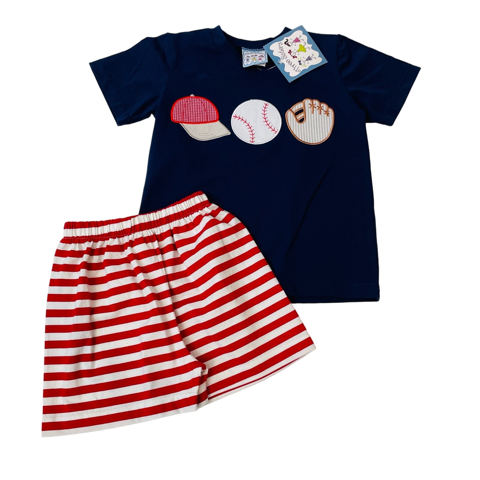 NWT Three Sisters Size 5 Baseball Boys Short Set