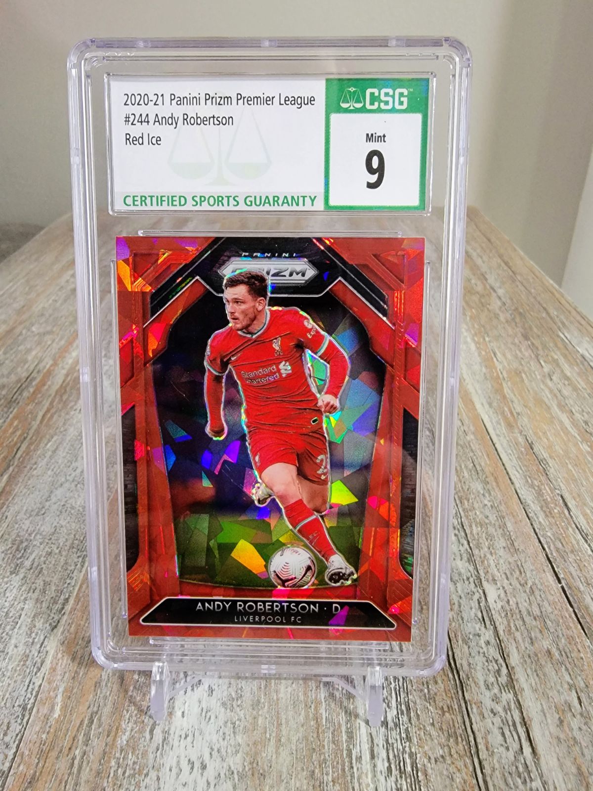 Andy Robertson Prizm Red Cracked Ice Graded 9