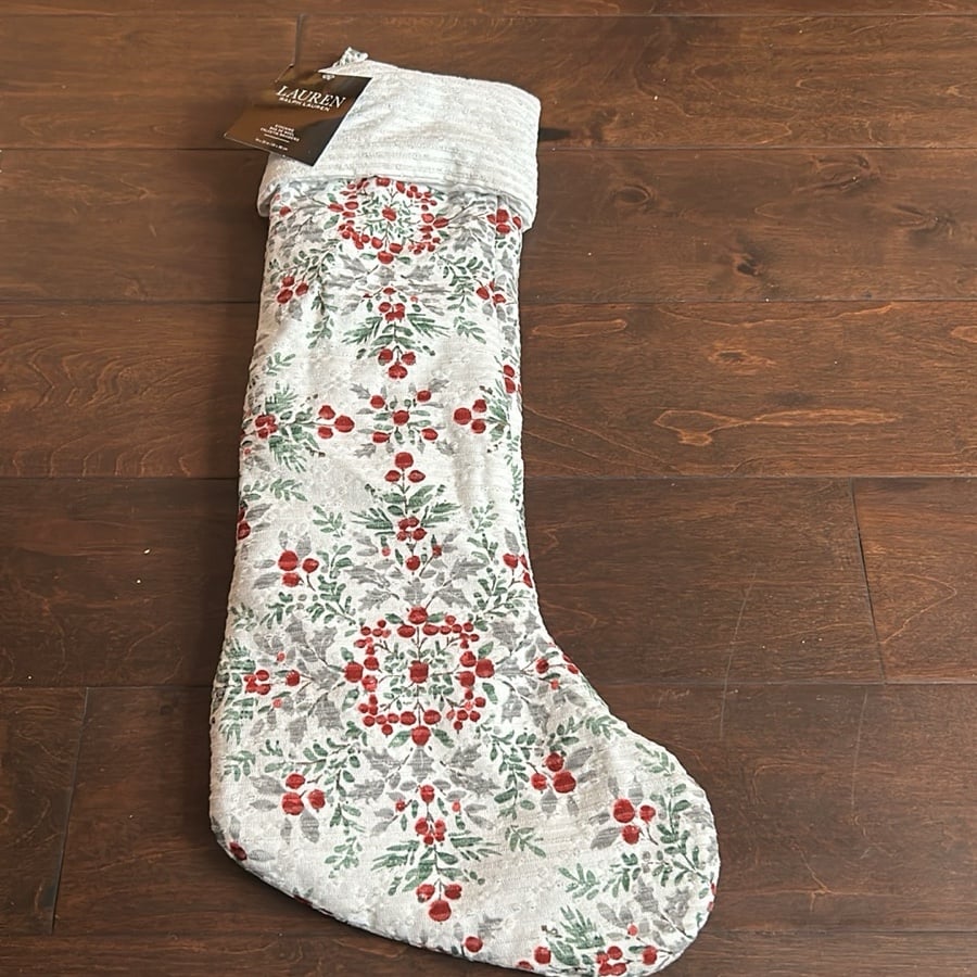 Ralph Lauren Christmas Stocking Red Berries New Metallic 22”