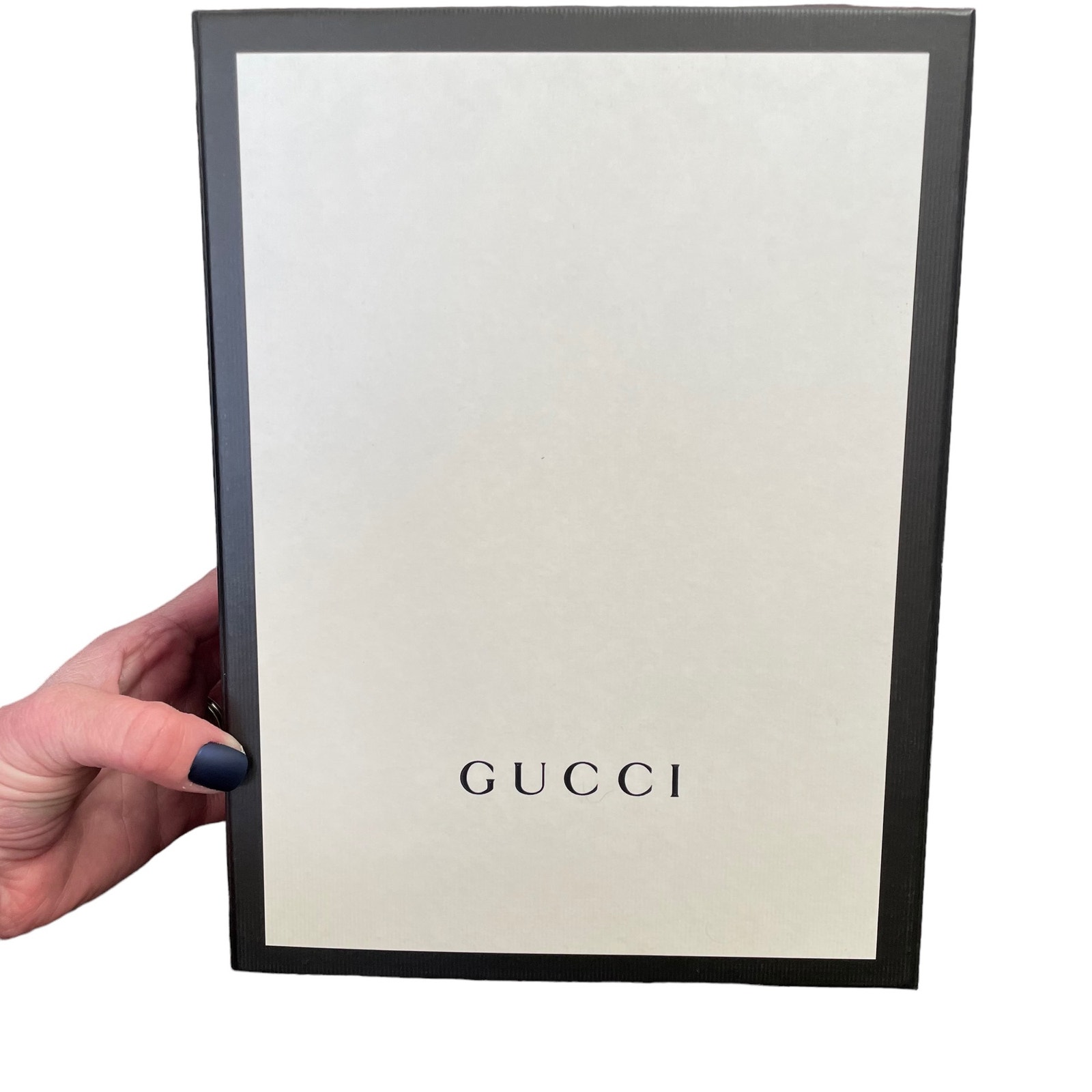 Gucci Gift Box Empty Large Magnetic Black White Classic Logo w Ribbon & Tissue