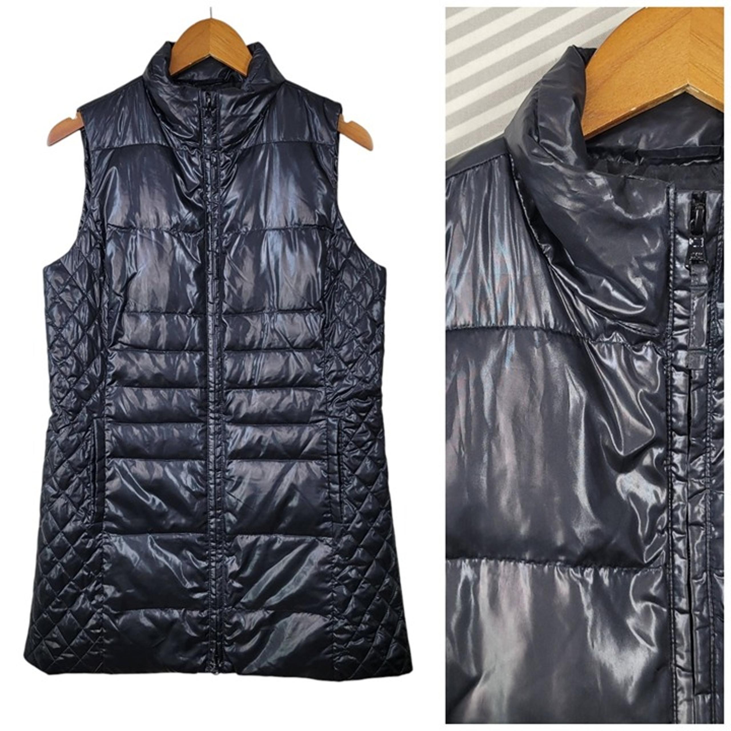 Talbots Puffer Vest Size Small Black Long Quilted Insulated Womens Black Zip Up