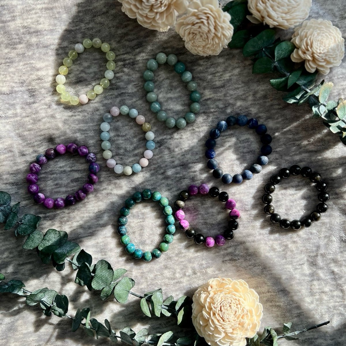 *handmade* precious stone bracelets