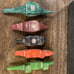Vintage Pottery Barn Colorful Primitive Animals Wooden Candle Holders Set Of 5