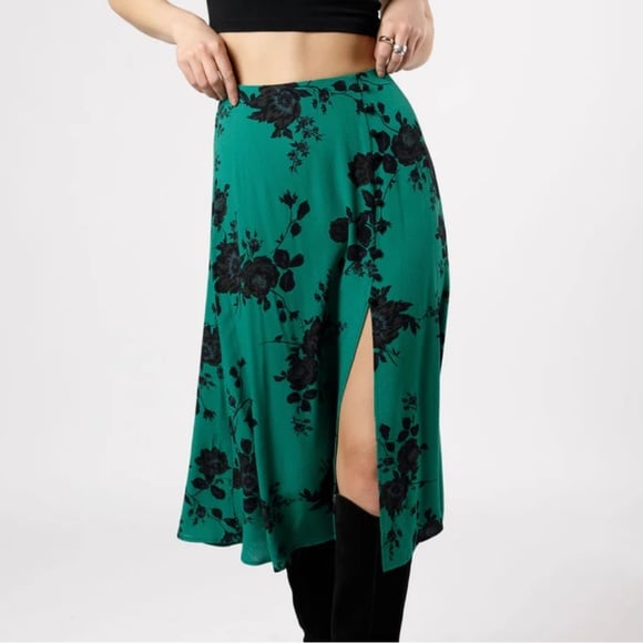 Band of the Free | Etta Emerald Floral Midi Skirt M