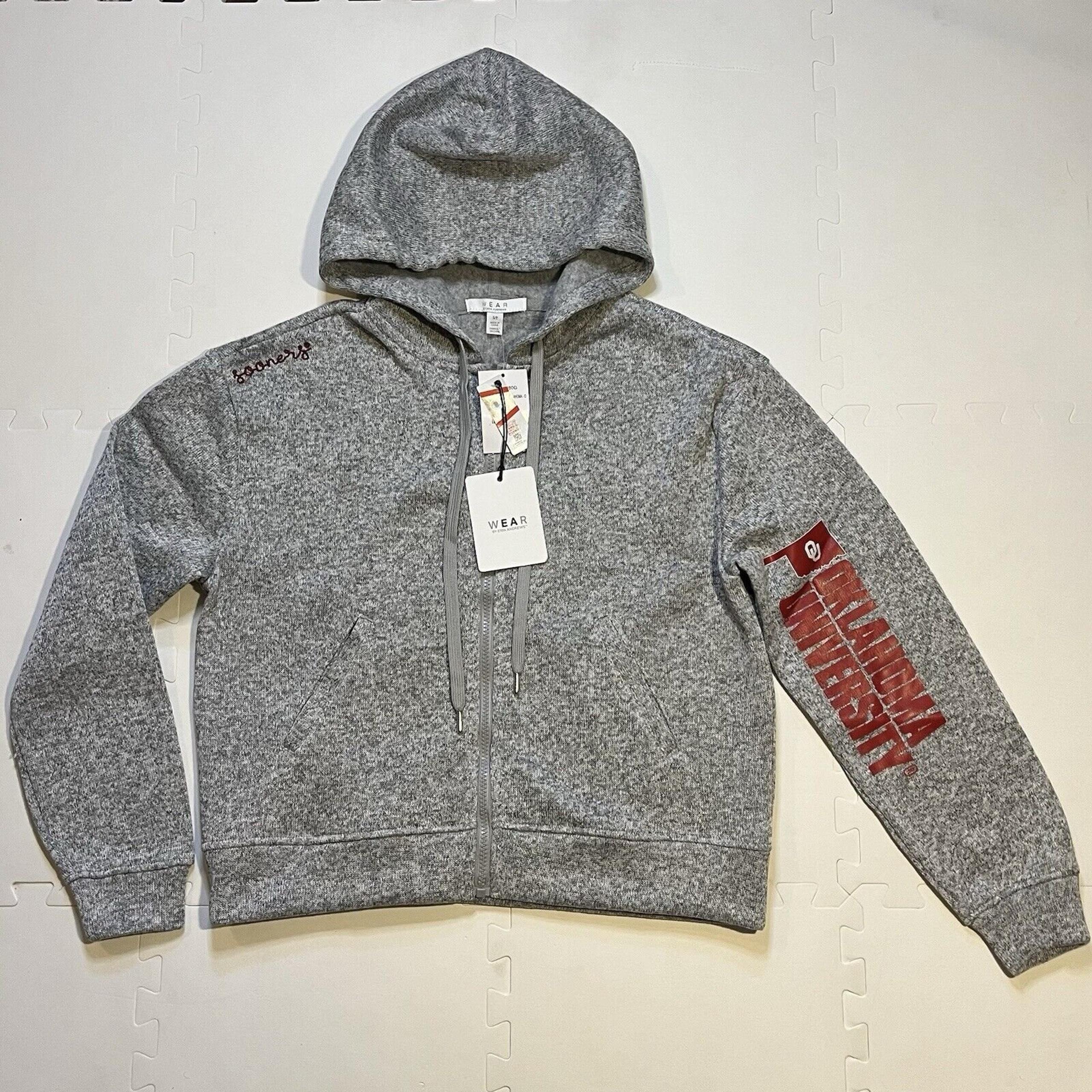WEAR by Erin Andrews Oklahoma University Sooners Small Gray Hoodie Spell Out