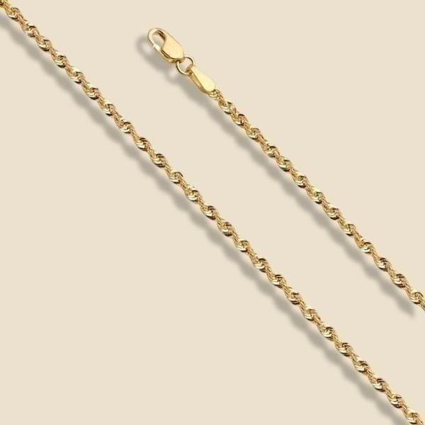 14k Real Gold Rope 1.5 mm Chain Necklace | 18 inches Long | Birthday Gift |