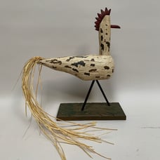 Vintage Rustic Wooden Carved Chicken