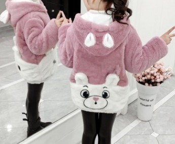 Cartoon bear warm and thick fur coat