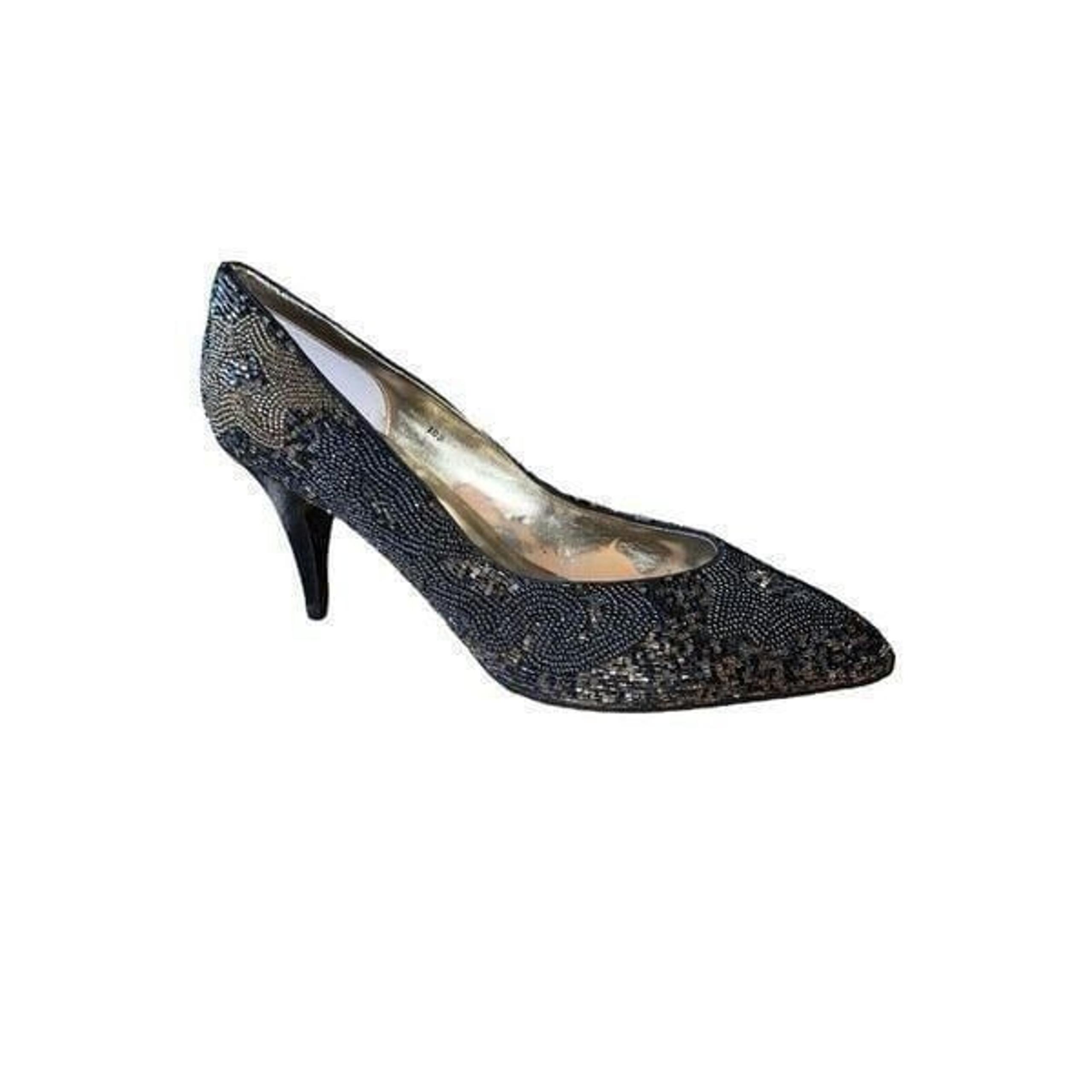 Caparros Starlight Metalic Sparkly Black Pointed Toe Pumps Womens Size 10