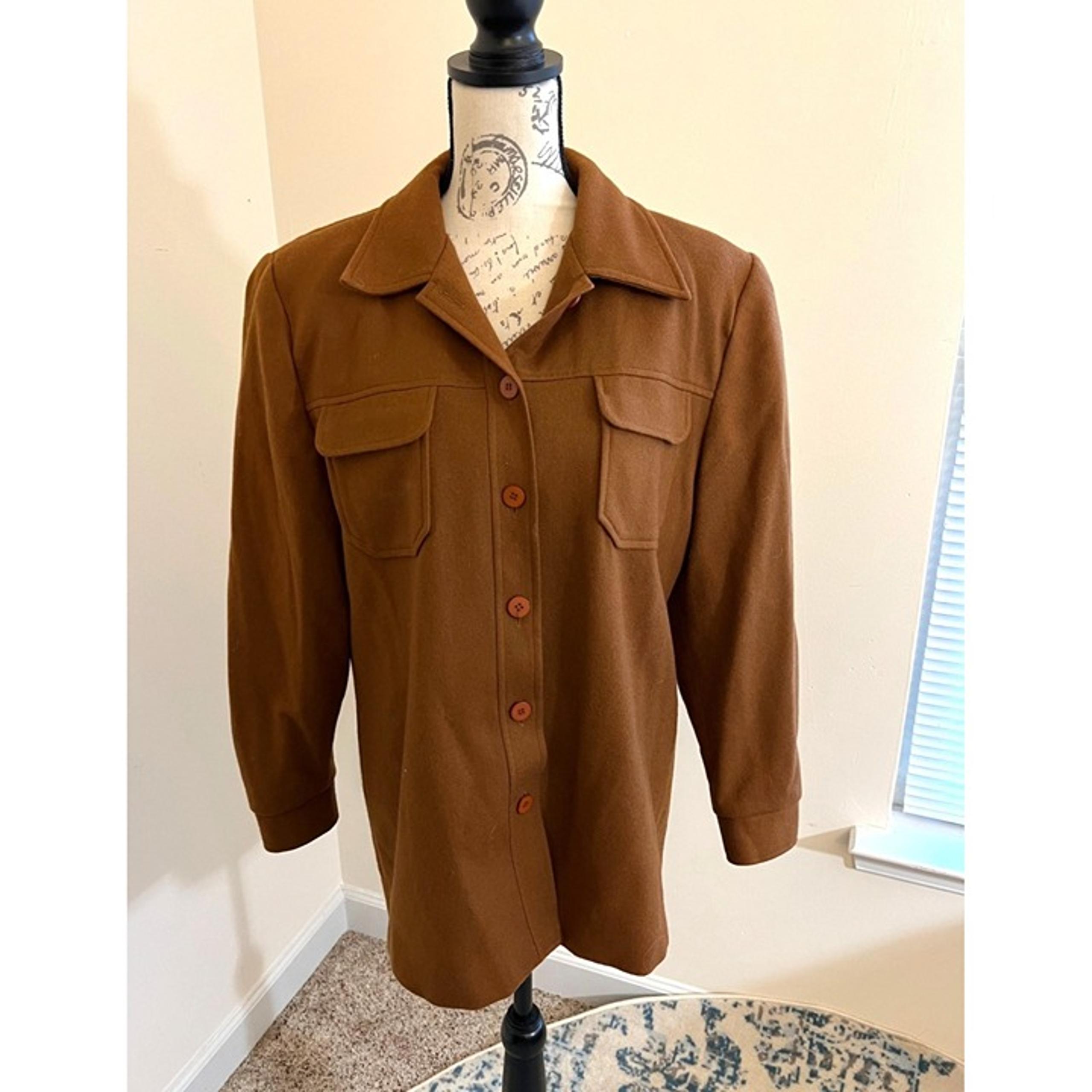 Vintage Fundamental Things Brown Button Front Wool Shacket Blazer Jacket 10 90's