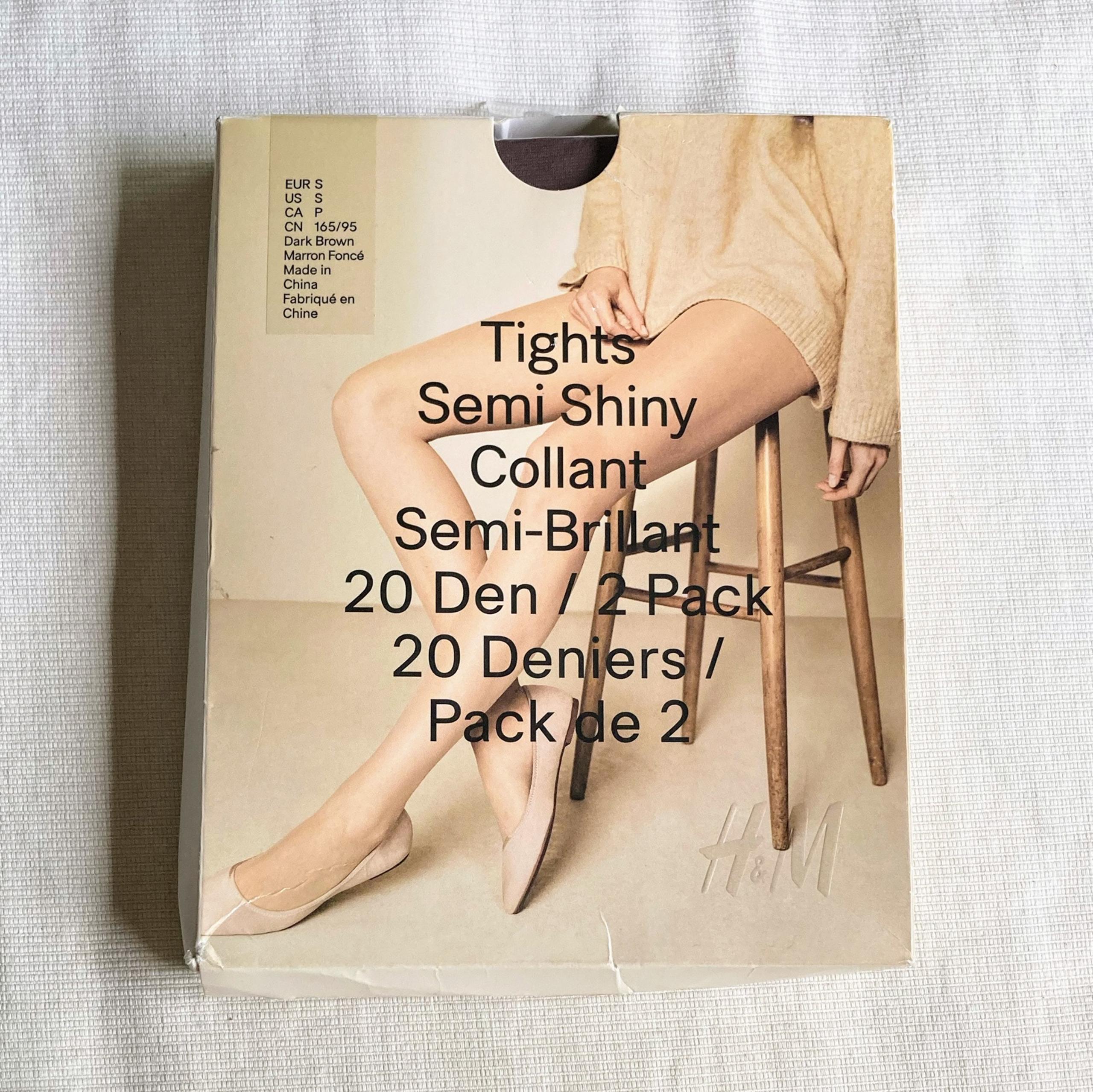 NWT H&M Dark Brown Semi Shiny Tights 2 Pack Size Small S