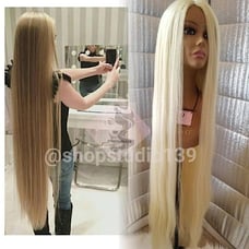 50 inch beautiful long wig blonde
