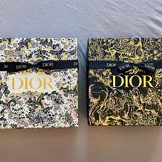 Dior holiday boxes with ribbons
