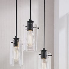 Hampton Bay Regan 3-Light Espresso Pendant Hanging Light w/ Clear Glass Shades