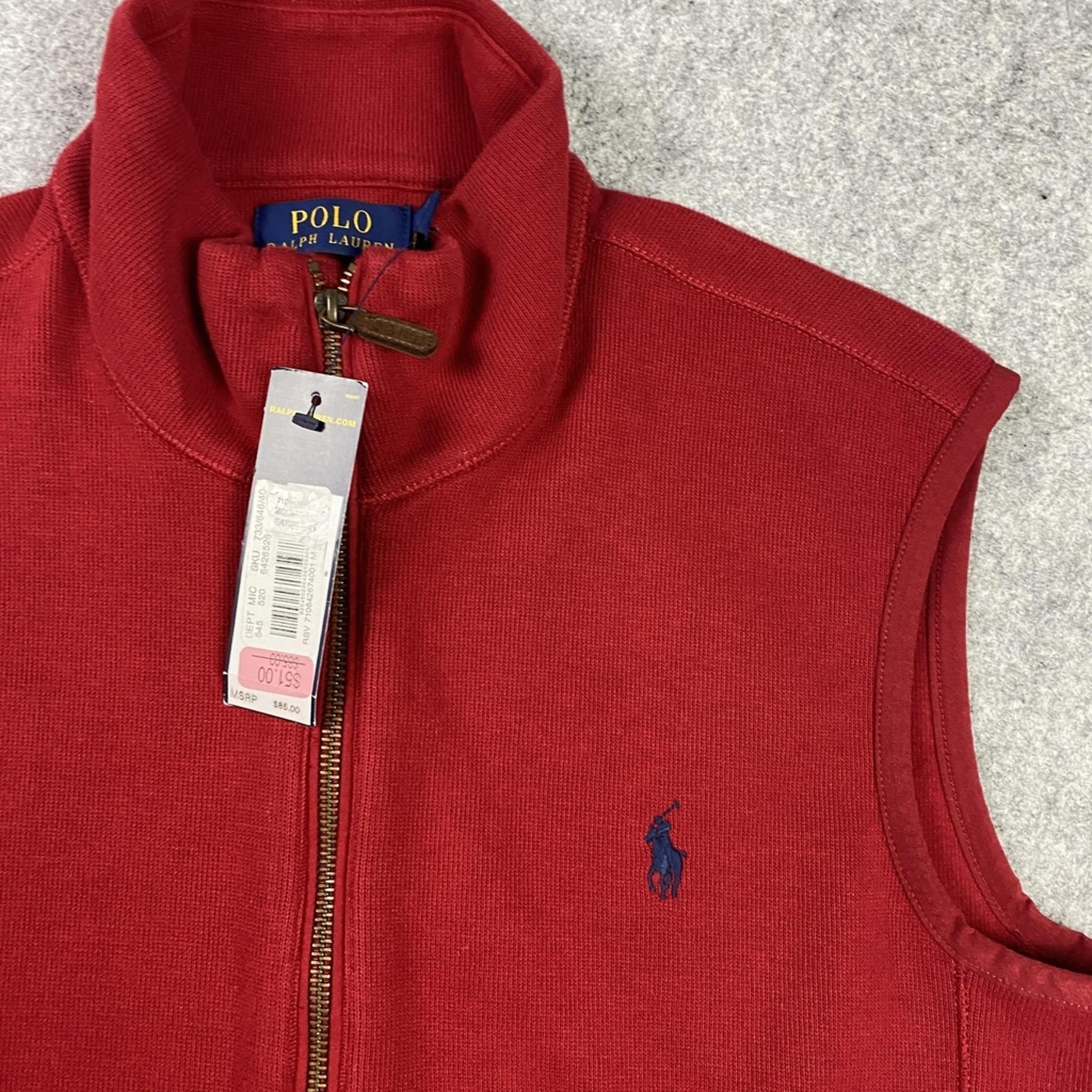 Polo Ralph Lauren Vest Mens Medium Full Zip pocket Sleeveless Jacket preppy