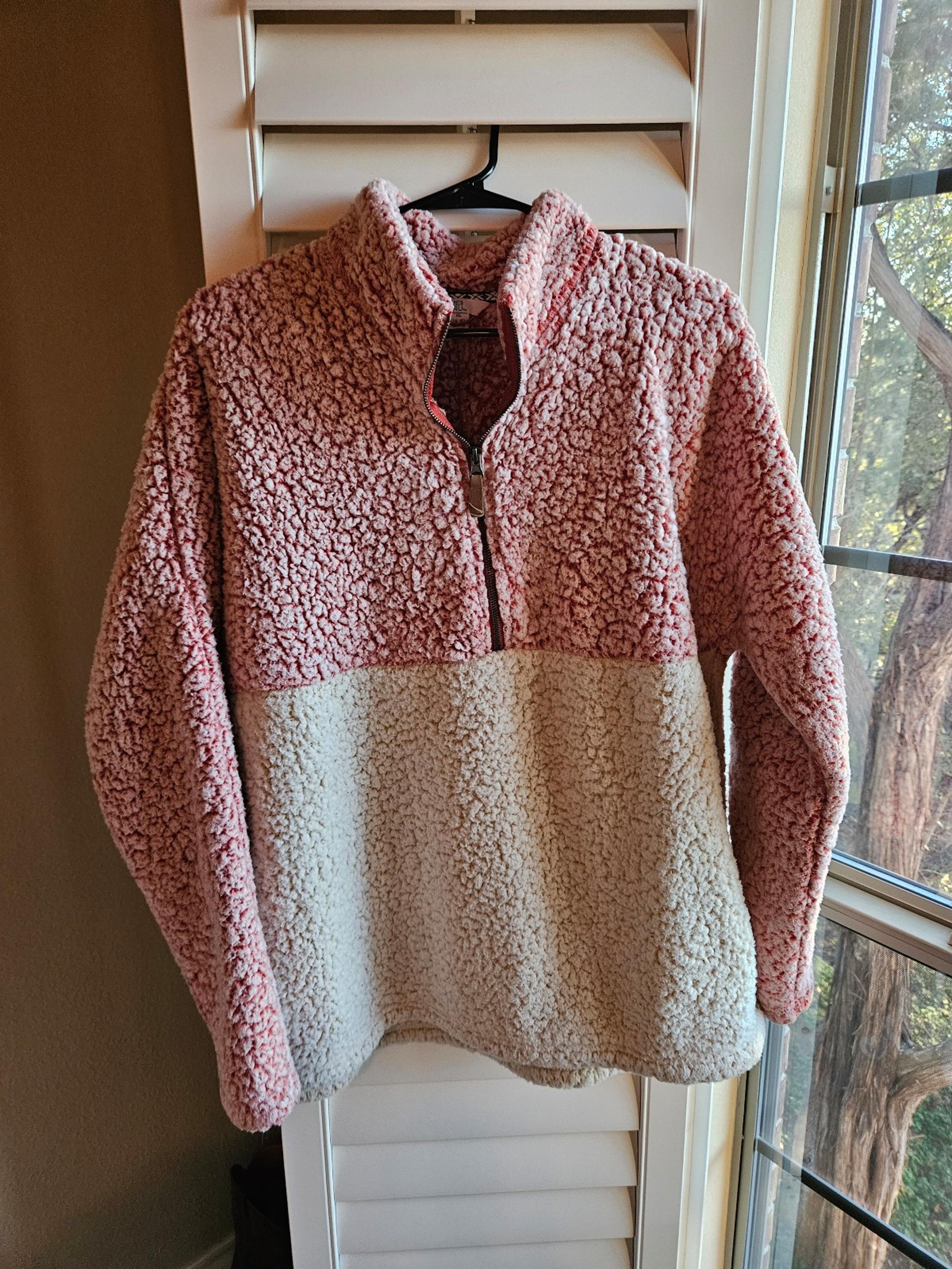 Time and Tru Pink and Cream Sherpa Pullover