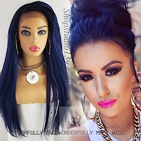 Blue humanombre free part lace wig