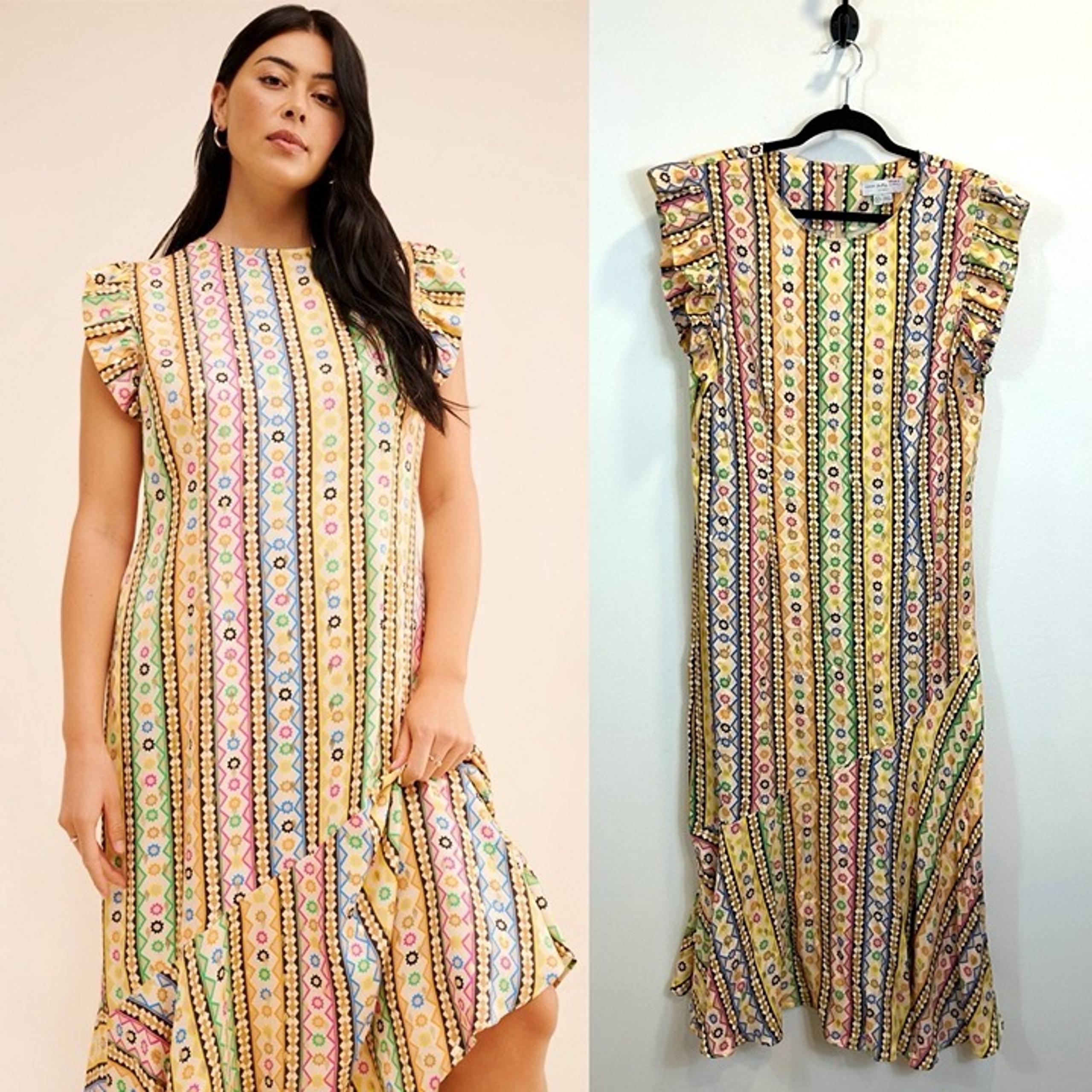 Anthropologie Never Fully Dressed Size 12 Remi Midi Dress Colorful Printed