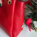 NWT Trisha Large Pebbled Leather Triple Gusset Shoulder Bag Bright Red