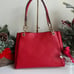 NWT Trisha Large Pebbled Leather Triple Gusset Shoulder Bag Bright Red